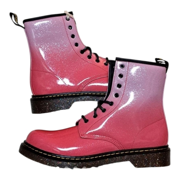 Dr. Martens 1460 Gradient Glitter Lace Up cOMBAT‎ BootS pink Women's Size 6 New - Picture 13 of 15
